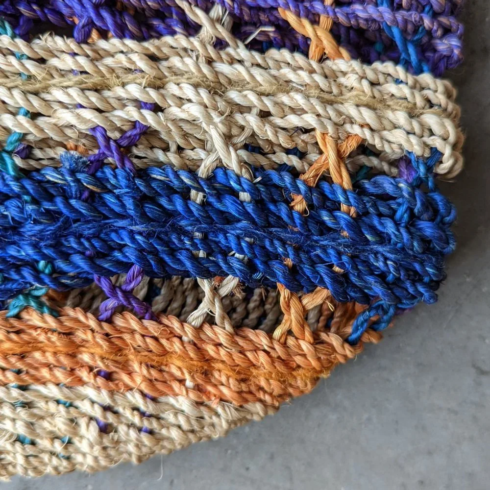 Vintage Colorful Stripe Woven Wicker Straw Mini Tote Raffia Bag